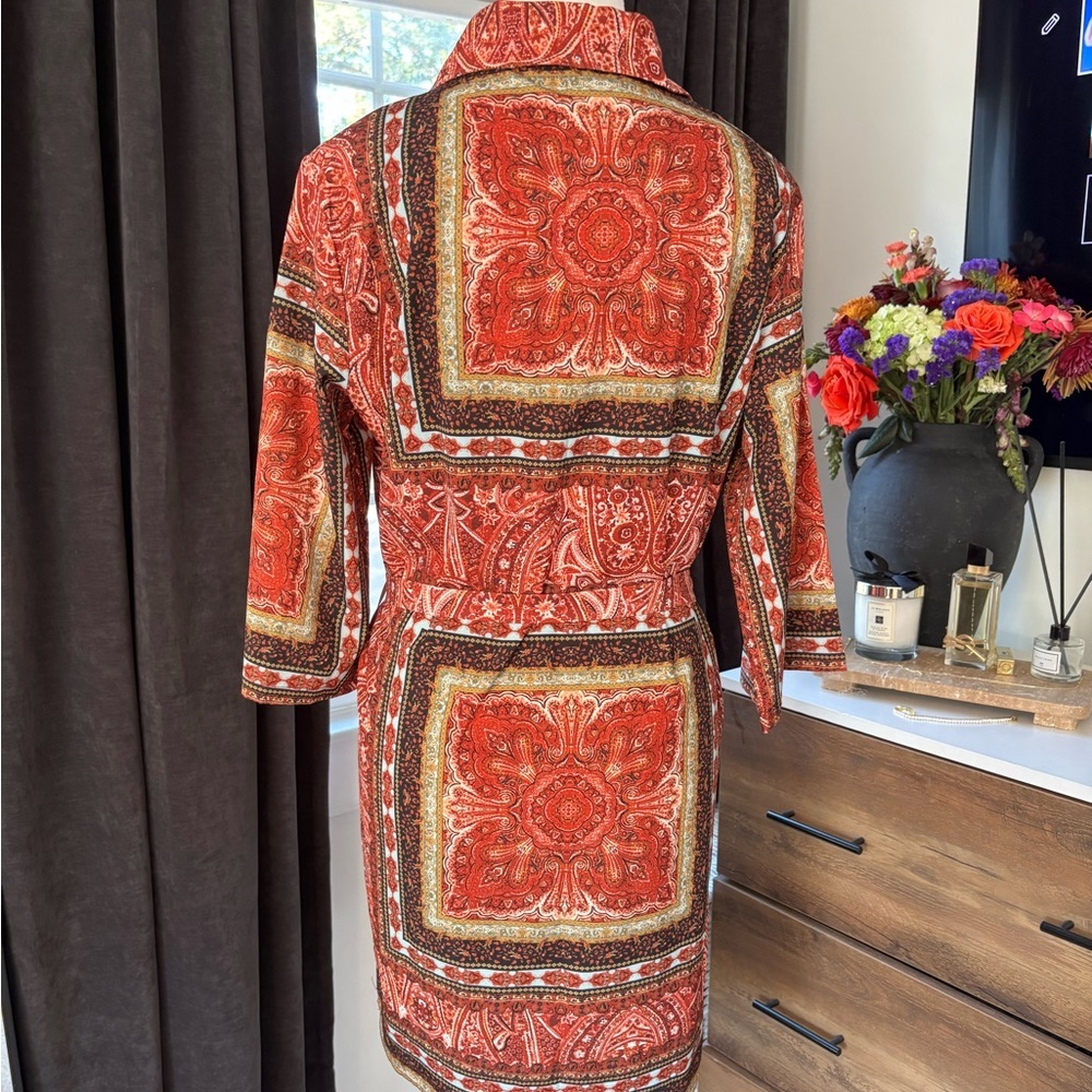 Vintage Style Red and Gold Patterned Robe